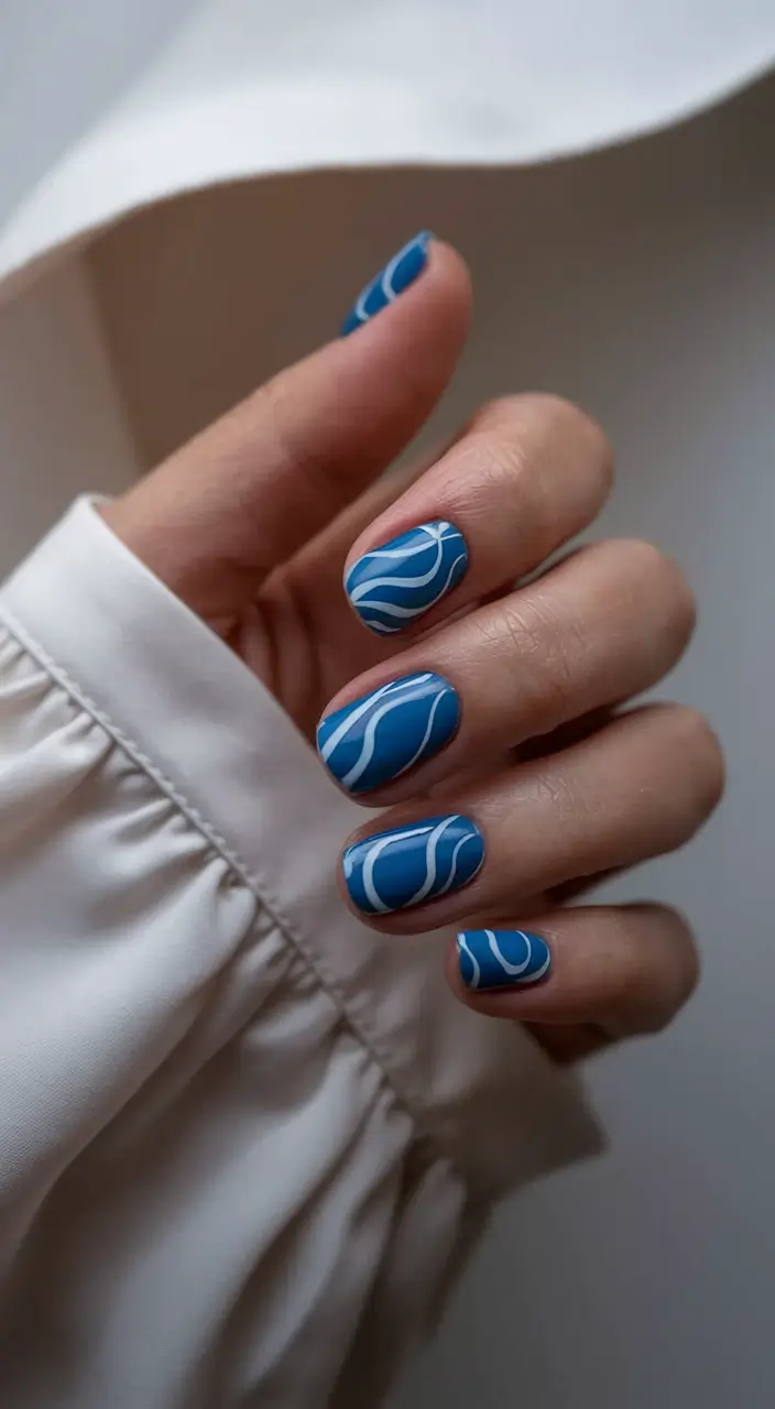 labor day nails 2025 Wavy Blue Vibes in Matte Finish