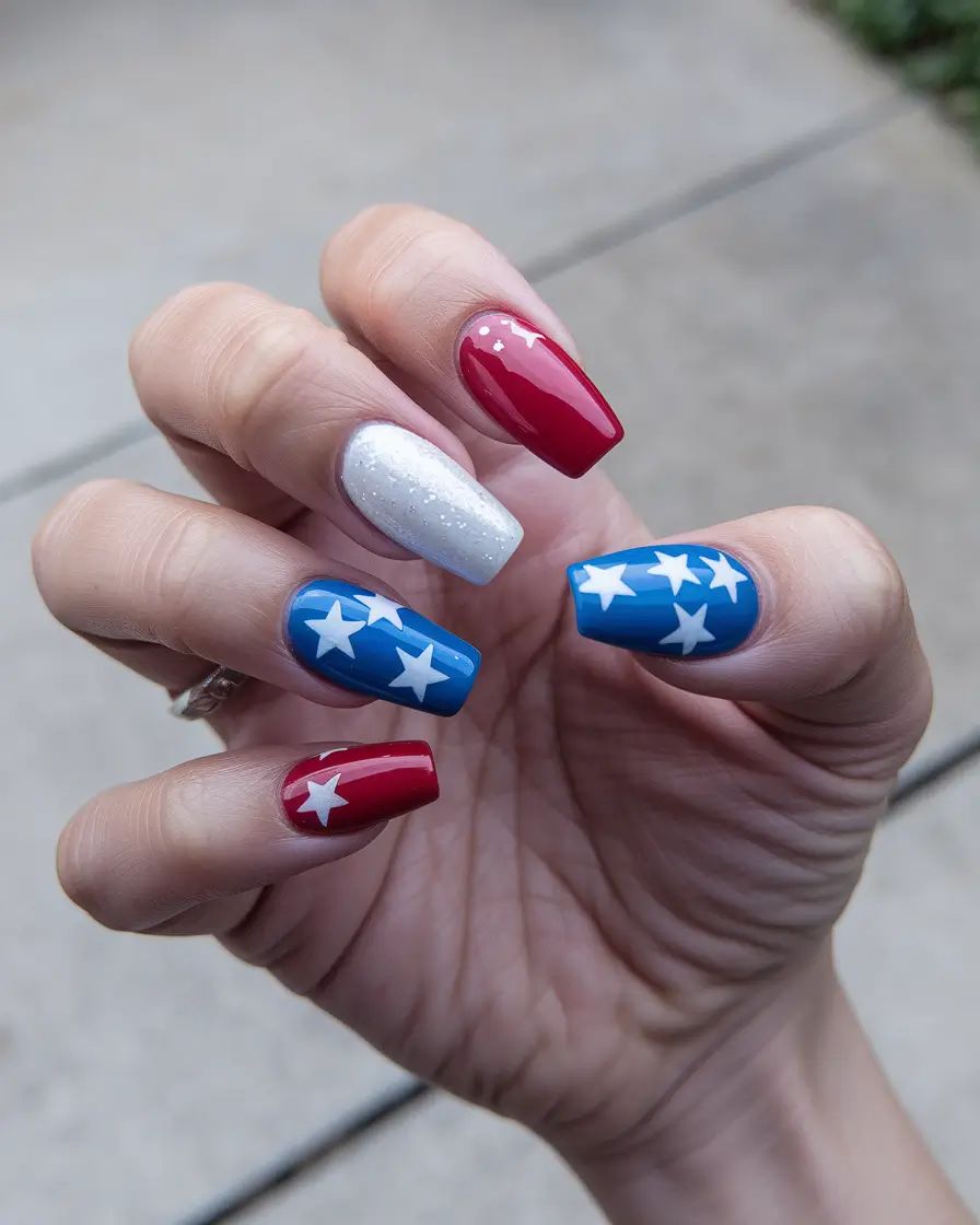 labor day nails 2025 Patriotic Pop Art With Full-On Flair