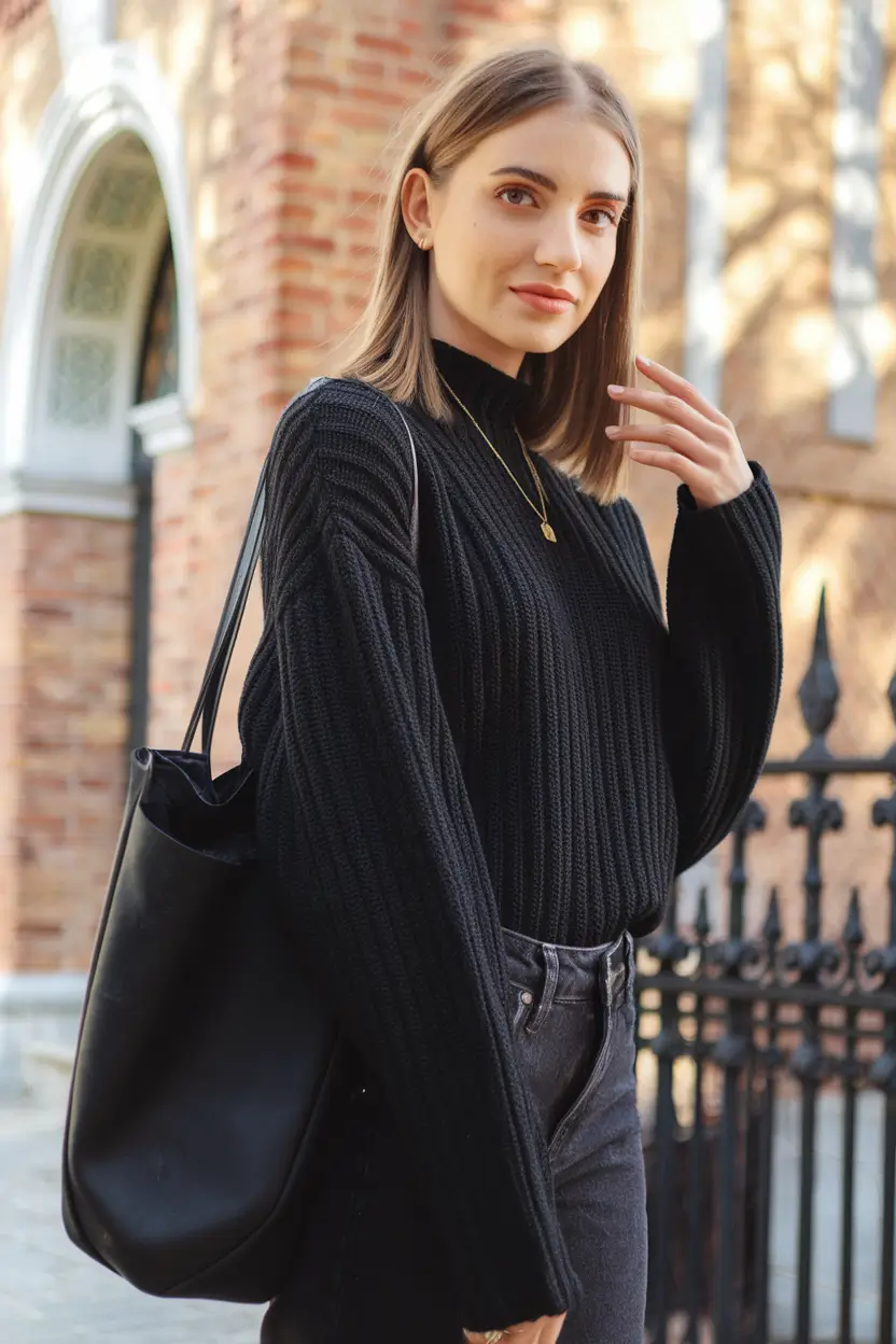 mom outfits inspo for fall 2025 – Monochrome Black with Modern Ease