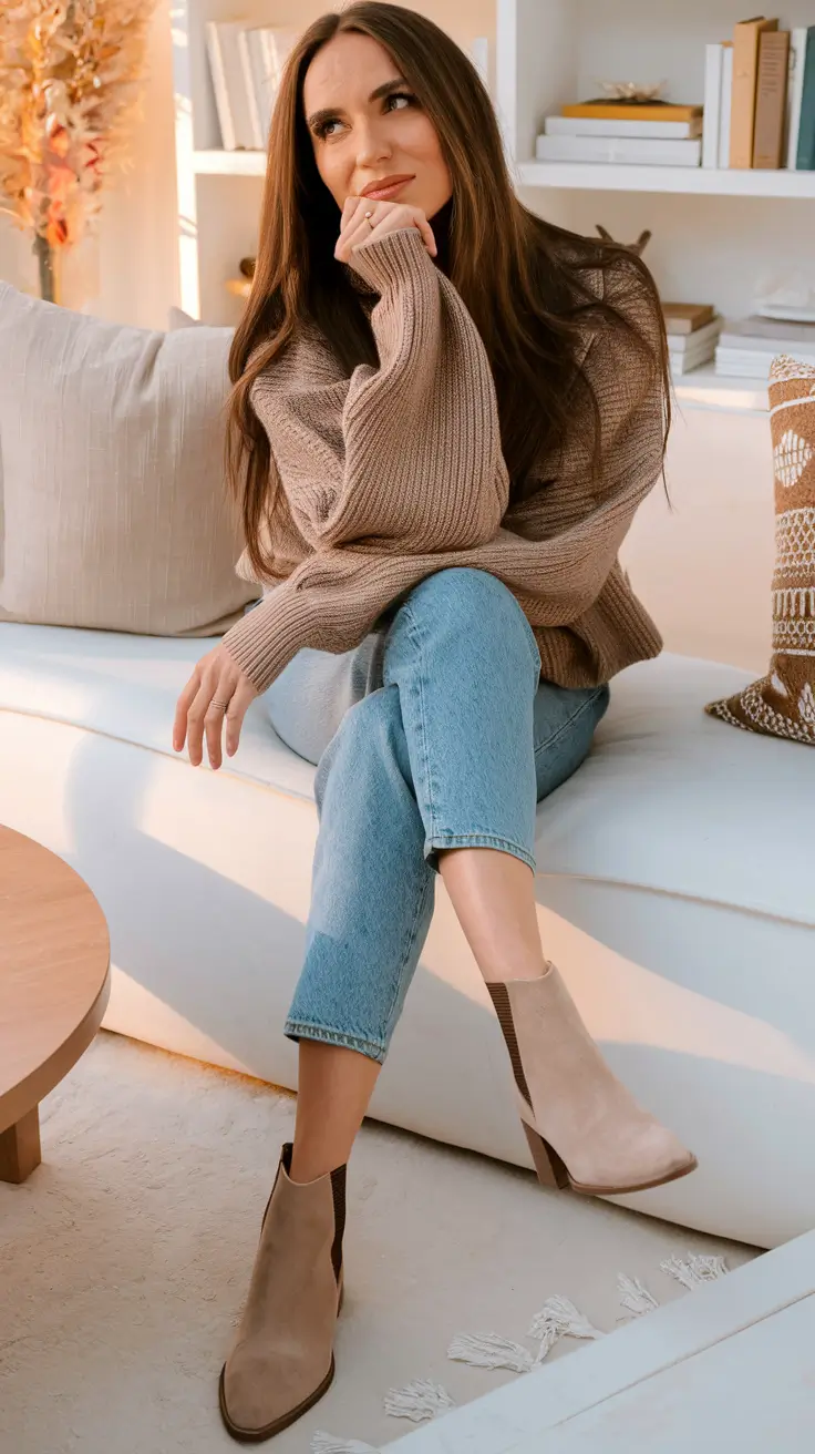 mom outfits inspo for fall 2025 Cozy Neutrals for Sofa Moments