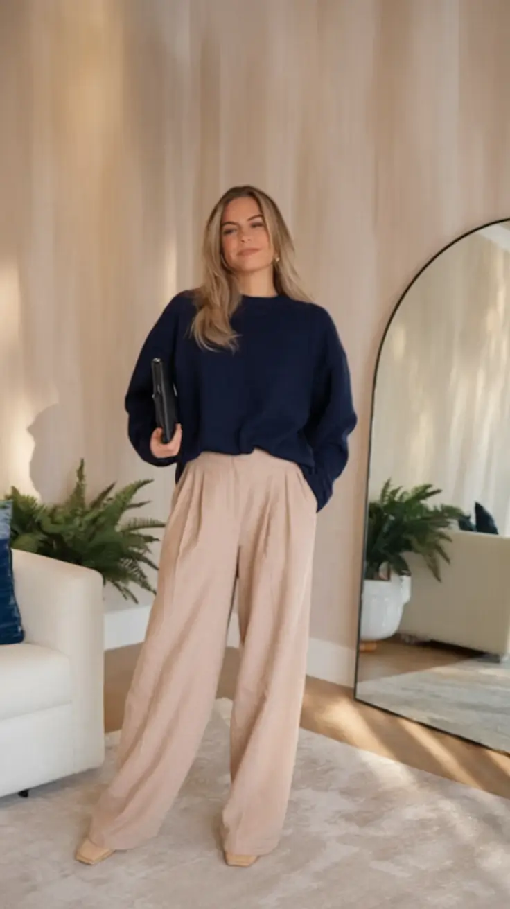 mom outfits inspo for fall 2025 – Wide-Leg Neutrals for Morning Meetings