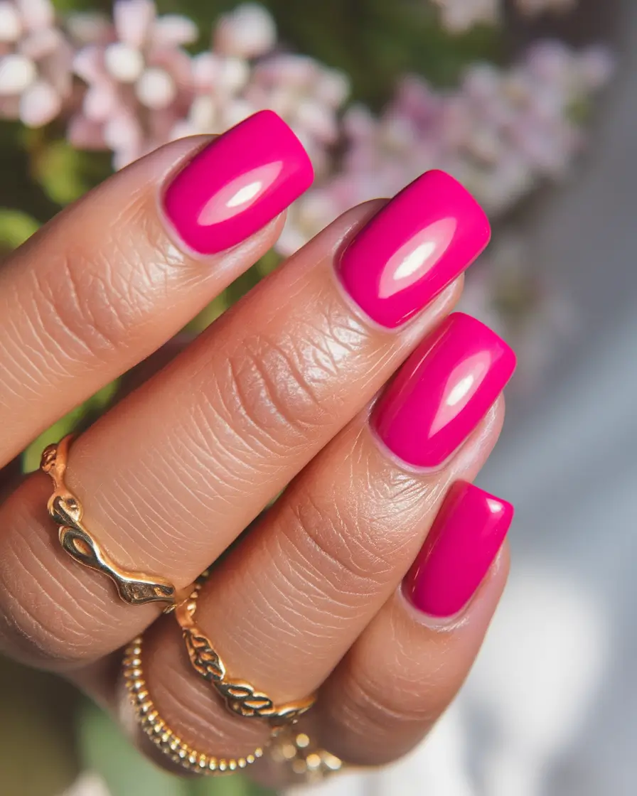 Neon Nails That Pop in 2025 Bold and Glossy Neon Fuchsia