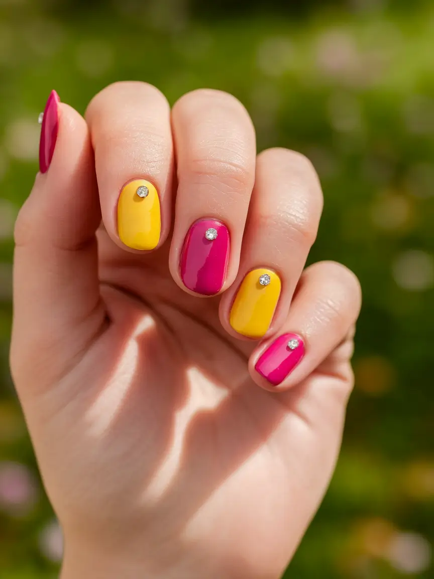 Neon Nails That Pop in 2025 Sunset Dots and Summer Drops