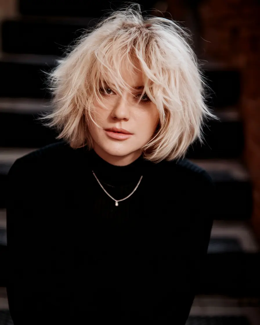 haircuts 2025 Undone Platinum Shag