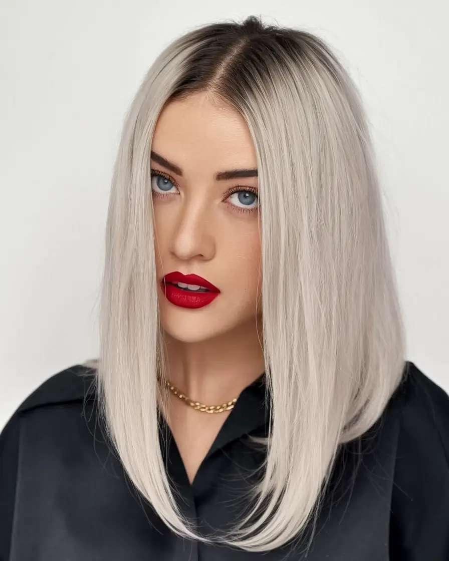 haircuts 2025 Icy Blonde Precision Cut