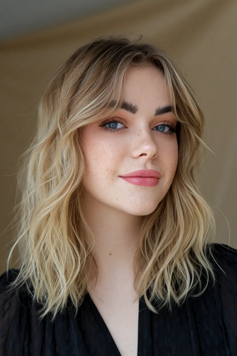 haircuts 2025 Soft Wavy Lob with Summer Texture
