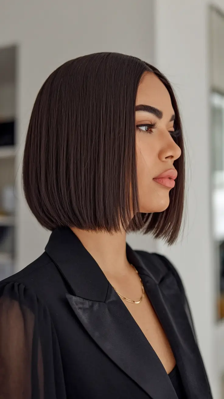 haircuts 2025 Polished Blunt Bob with Clean Lines