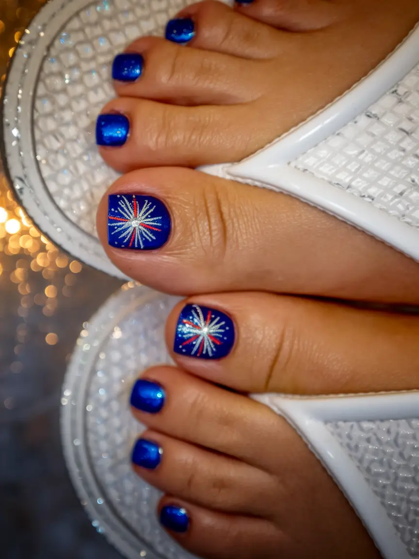 4th of Mani pedi Sapphire Sparkler