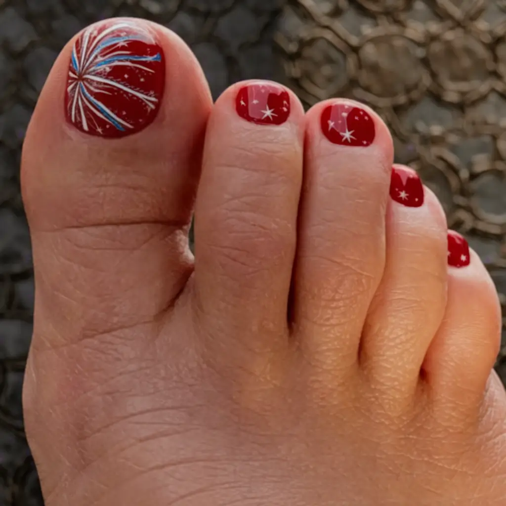 Fourth of Mani pedi Red Sky Full of Stars