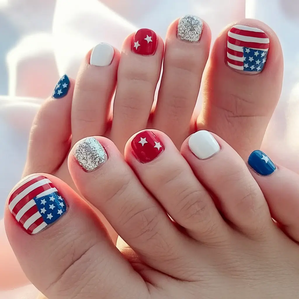Fourth of Mani pedi Glitz and Glory