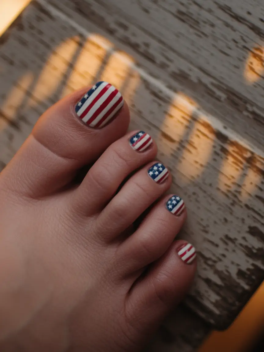 4th of Mani pedi All-American Flag Vibes