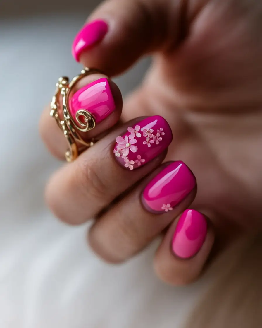 Pink Summer Nails for 2025 Vibes+Cherry Blossoms in Pink