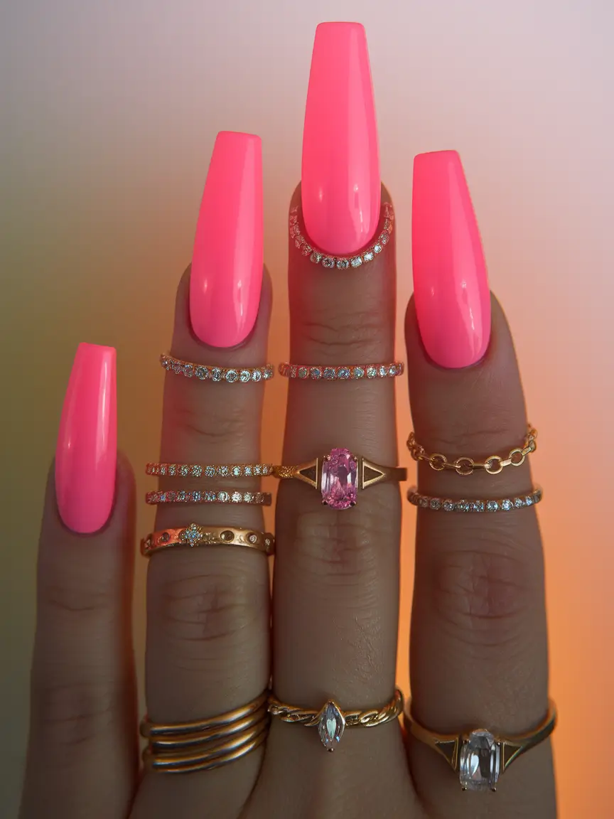 Pink Summer Nails for 2025 Vibes Electric Flamingo with a Luxe Twist
