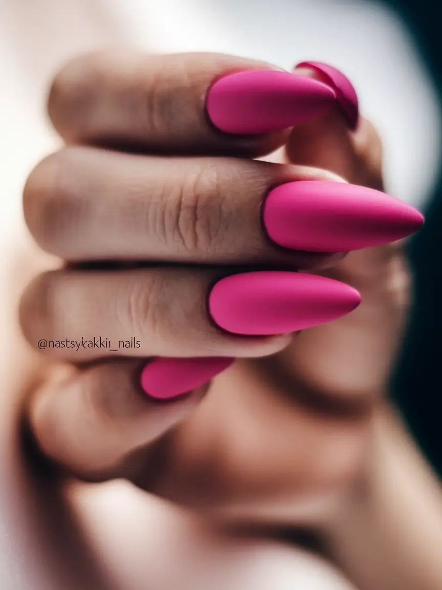 Pink Summer Nails for 2025 Vibes Matte Fuchsia Power Almond
