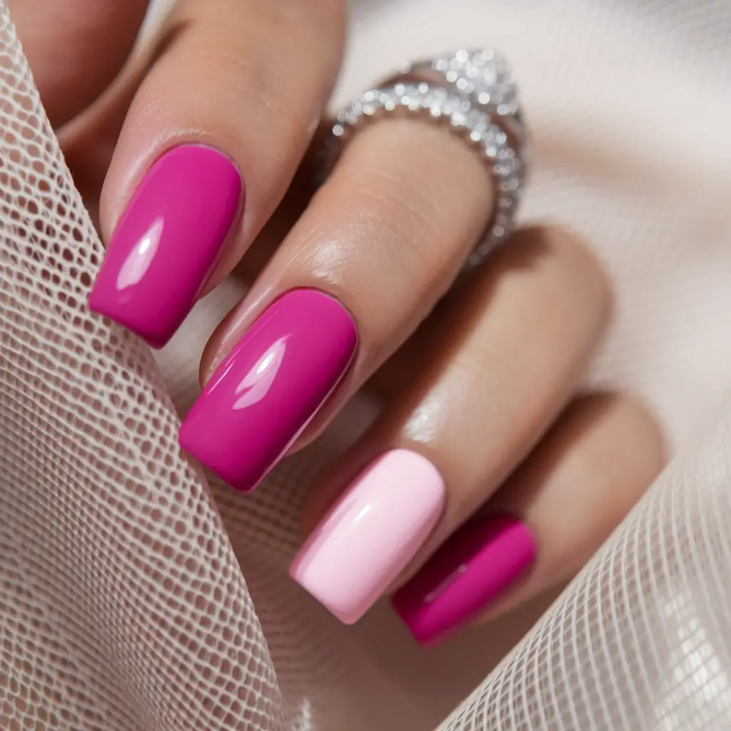 Pink Summer Nails for 2025 Vibes Soft Pop Block