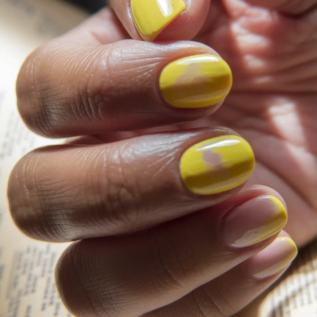 round nail inspo short Lemon Shine Meets Bare Simplicity