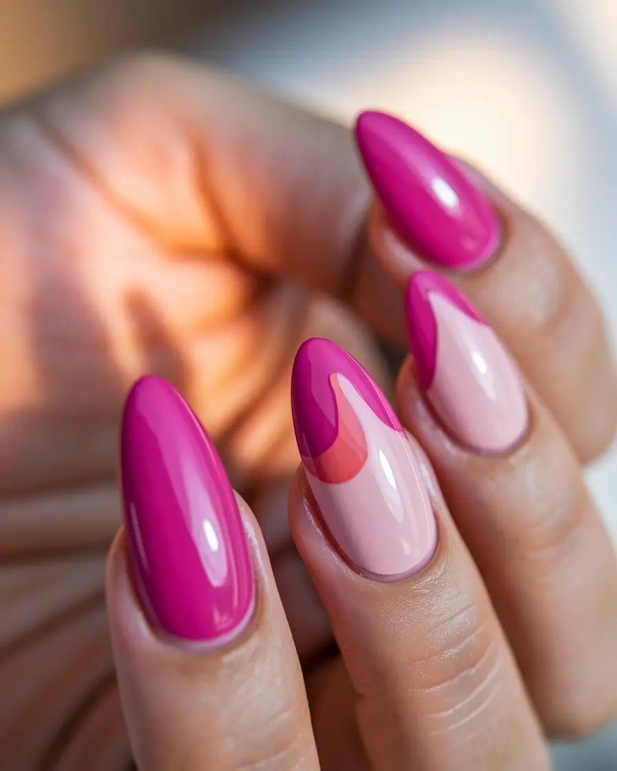 round nail inspo pink Glossy Bubblegum Drip
