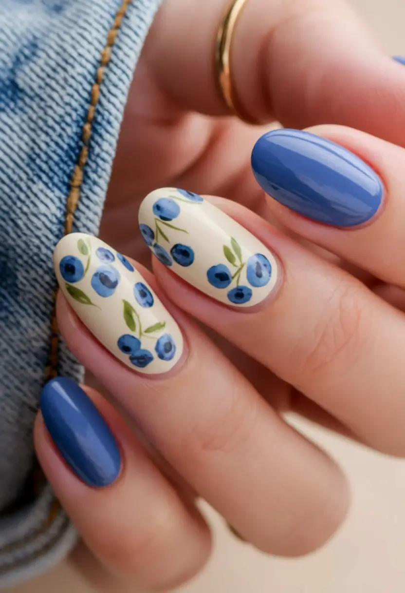summer oval nails ideas 2025 Blueberry Chic