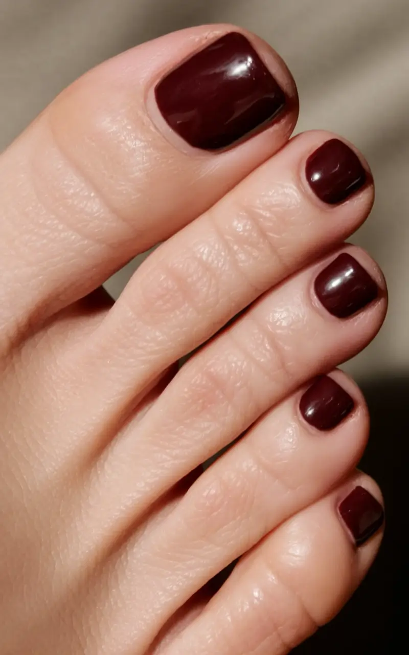 toe nails for august Deep Merlot for Midnight Garden Vibes