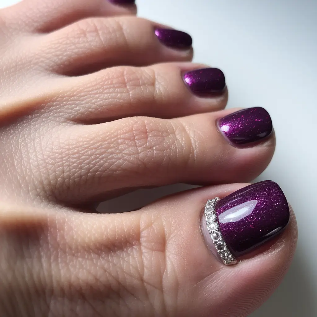 nail-designs-fireworks-Plum-Sparkle-with-Diamond-Accent