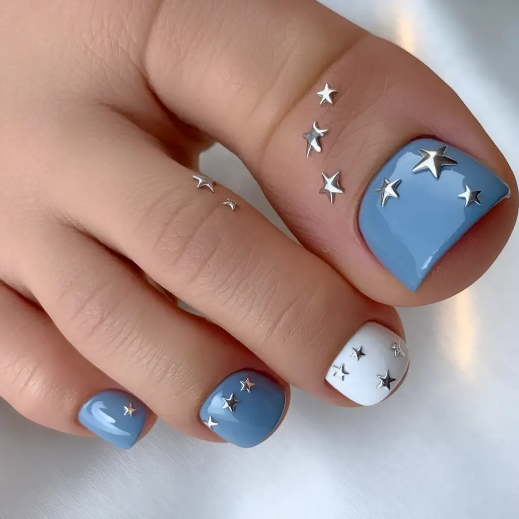 4th-of-july-nail-designs-fireworks-toes-Dreamy-Starry-Night-in-Sky-Blue-and-White