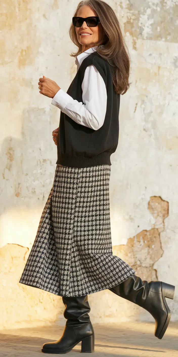 trendy fall outfits for women over 40 - ideas 2025 Smart Layers and Classic Houndstooth