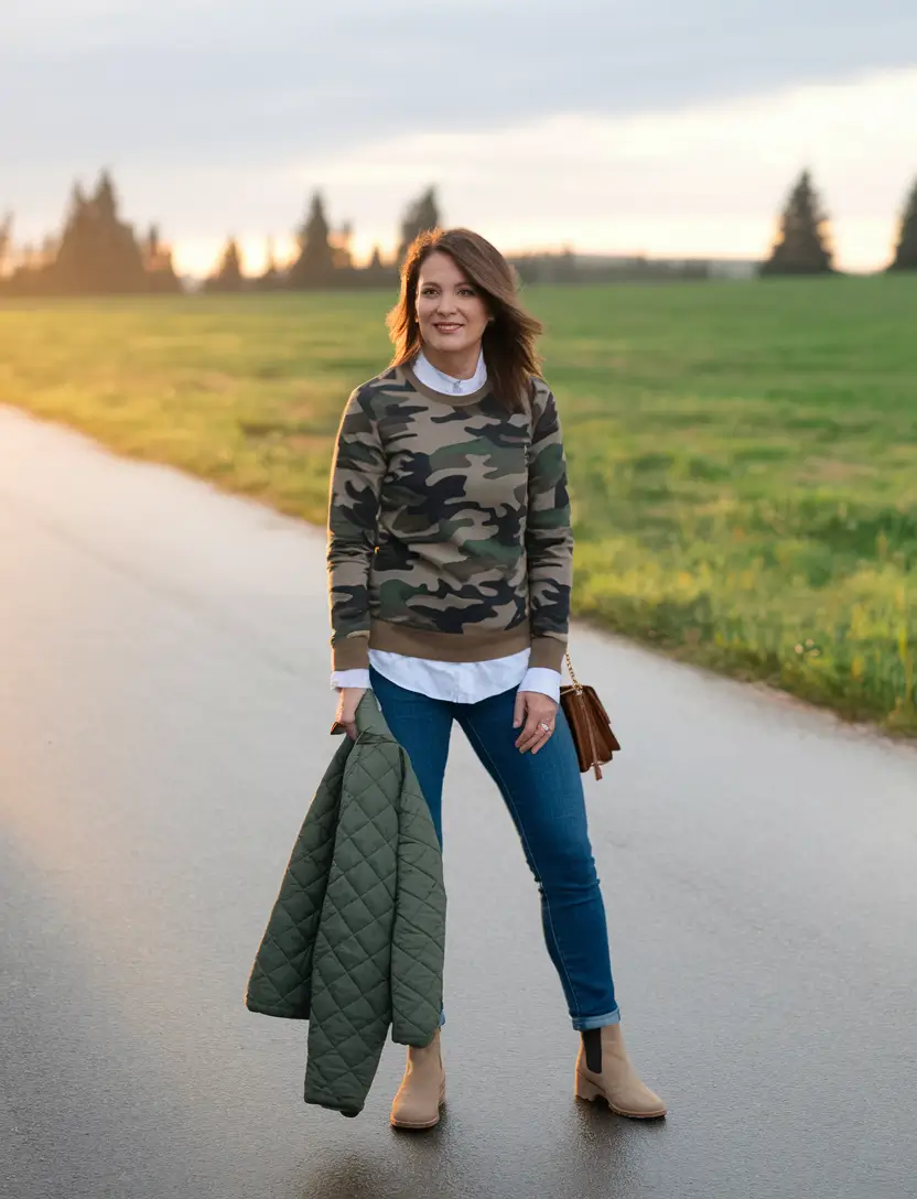 trendy fall outfits for women over 40 - ideas 2025 Camouflage Casual