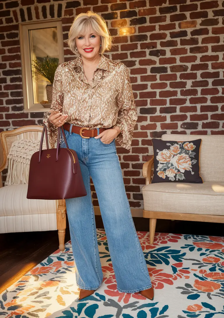 trendy fall outfits for women over 40 - ideas 2025 Silk Meets Denim