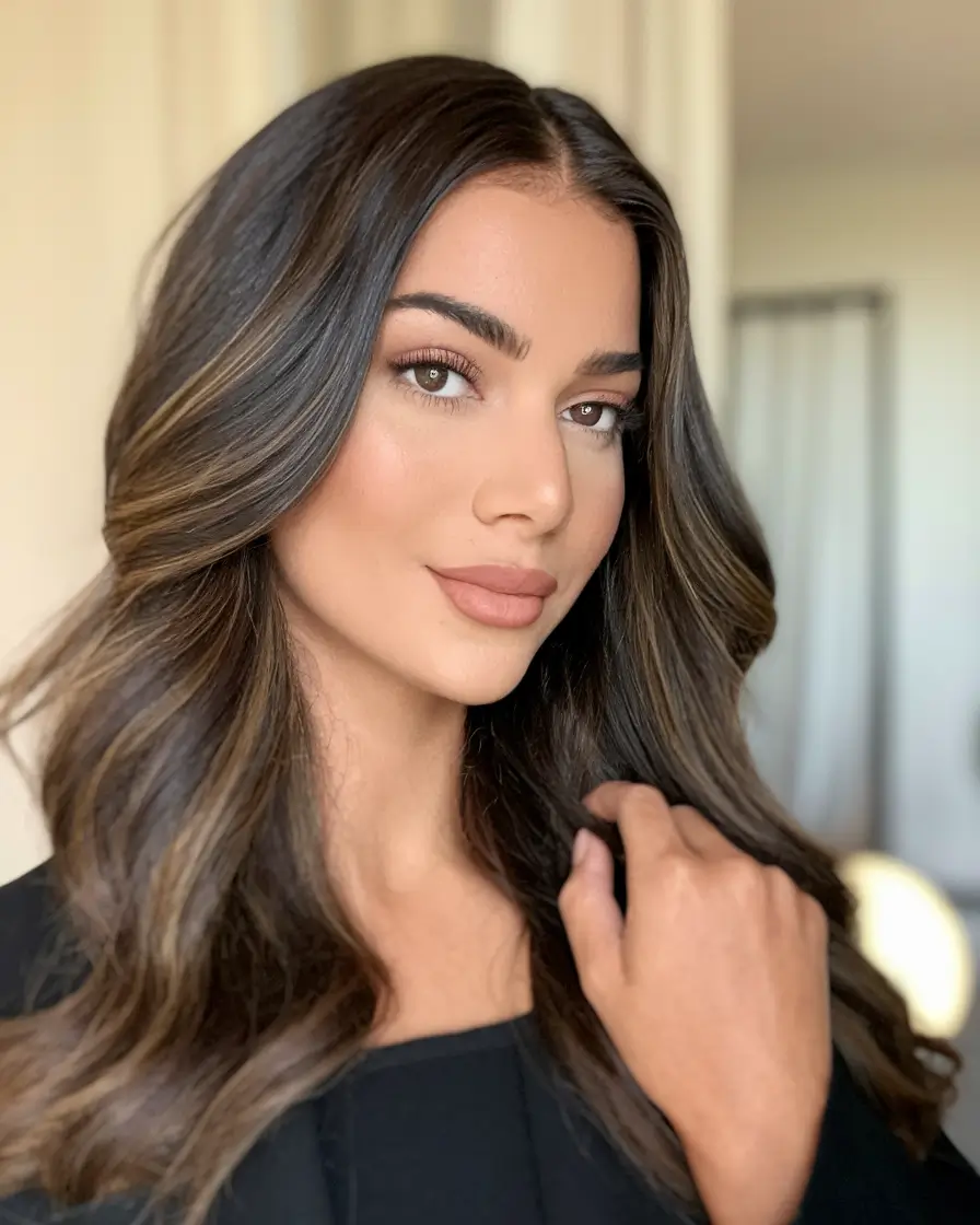 2025 Fall Hair Color Trends for Latina Women Neutral Brunette Balayage with Lived-In Feel