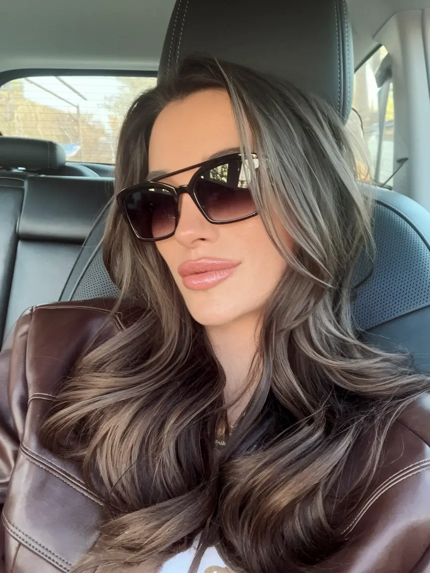 2025 Fall Hair Color Trends for Latina Women Silky Brunette Curls with Cool Ash Dimension