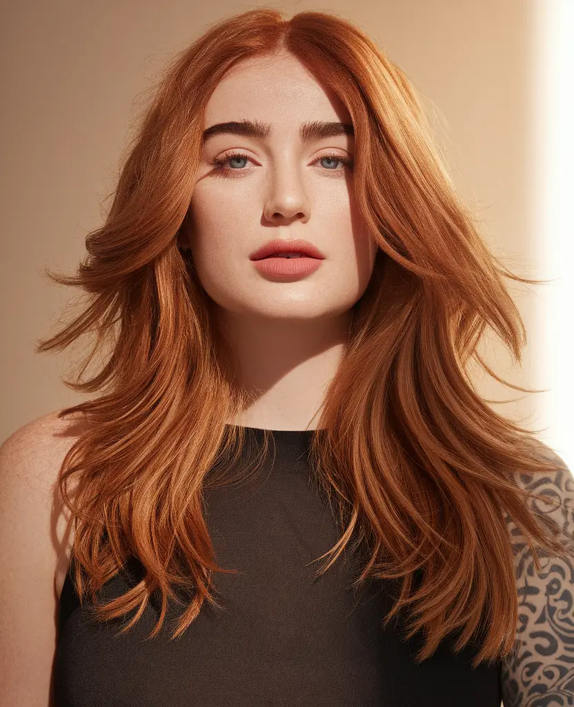 2025 Fall Hair Color Trends for Warm Skin-Tone Cinnamon Red with Gleaming Auburn Ribbons