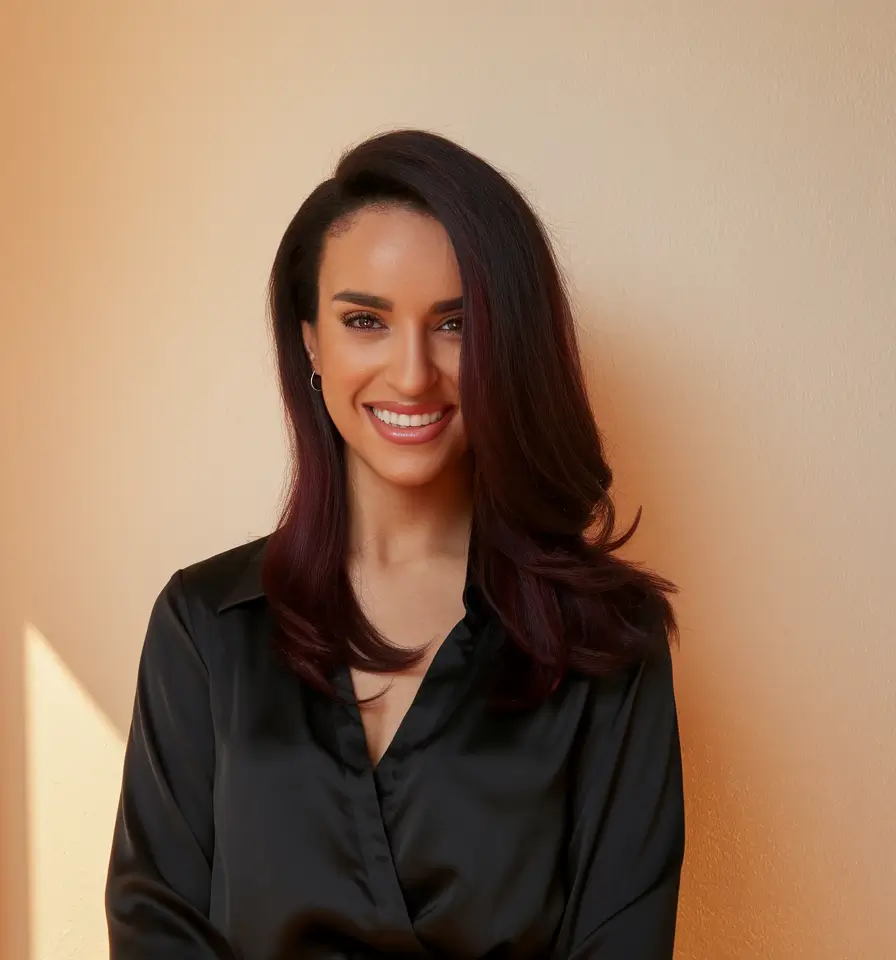 2025 Fall Hair Color Trends for Warm Skin-Tone+Plum Black Cherry with Soft Glam Layers