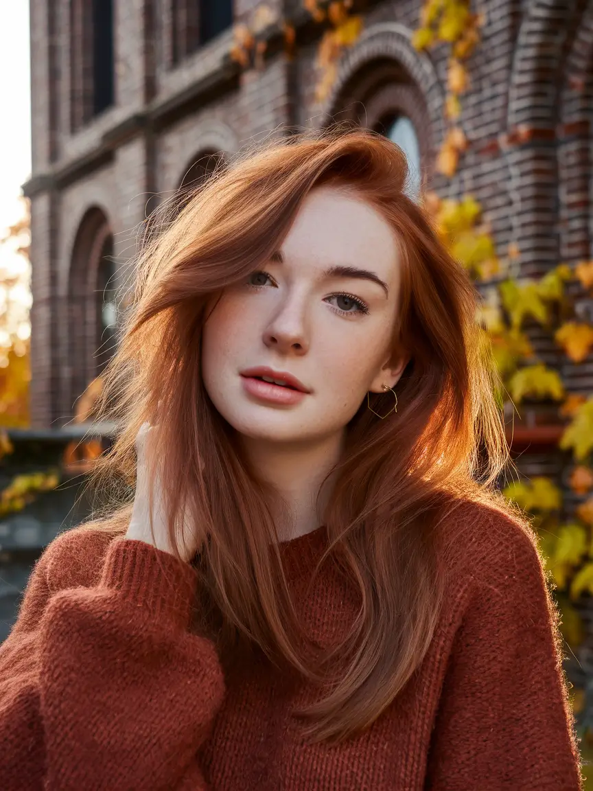 2025 Fall Hair Color Trends for Warm Skin-Tone+Soft Burnt Copper for Crisp Autumn Days