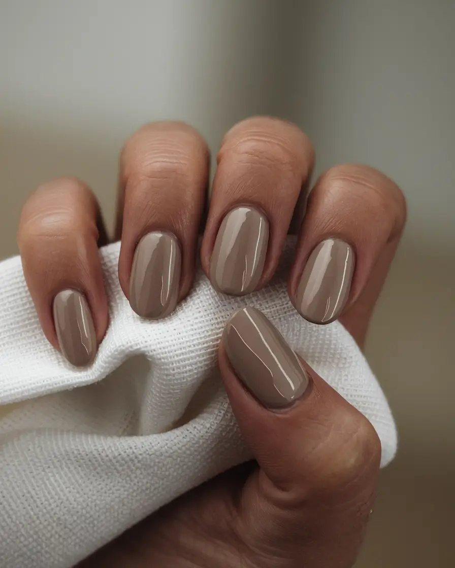2025 Fall Manicure Ideas Muted Taupe Simplicity