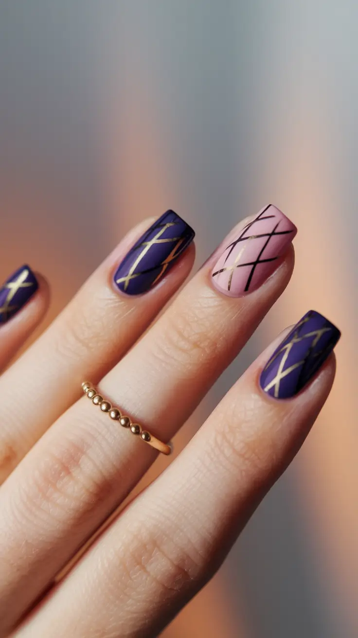 2025 Fall Manicure Ideas Leafy Emerald Foil Drama