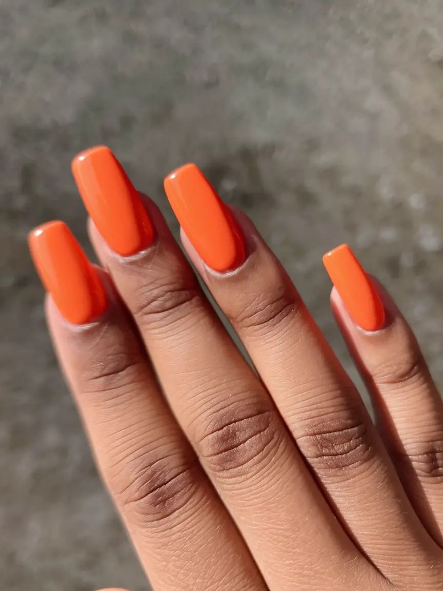 2025 Fall Nail Colors for Dark Skin - Electric Orange
