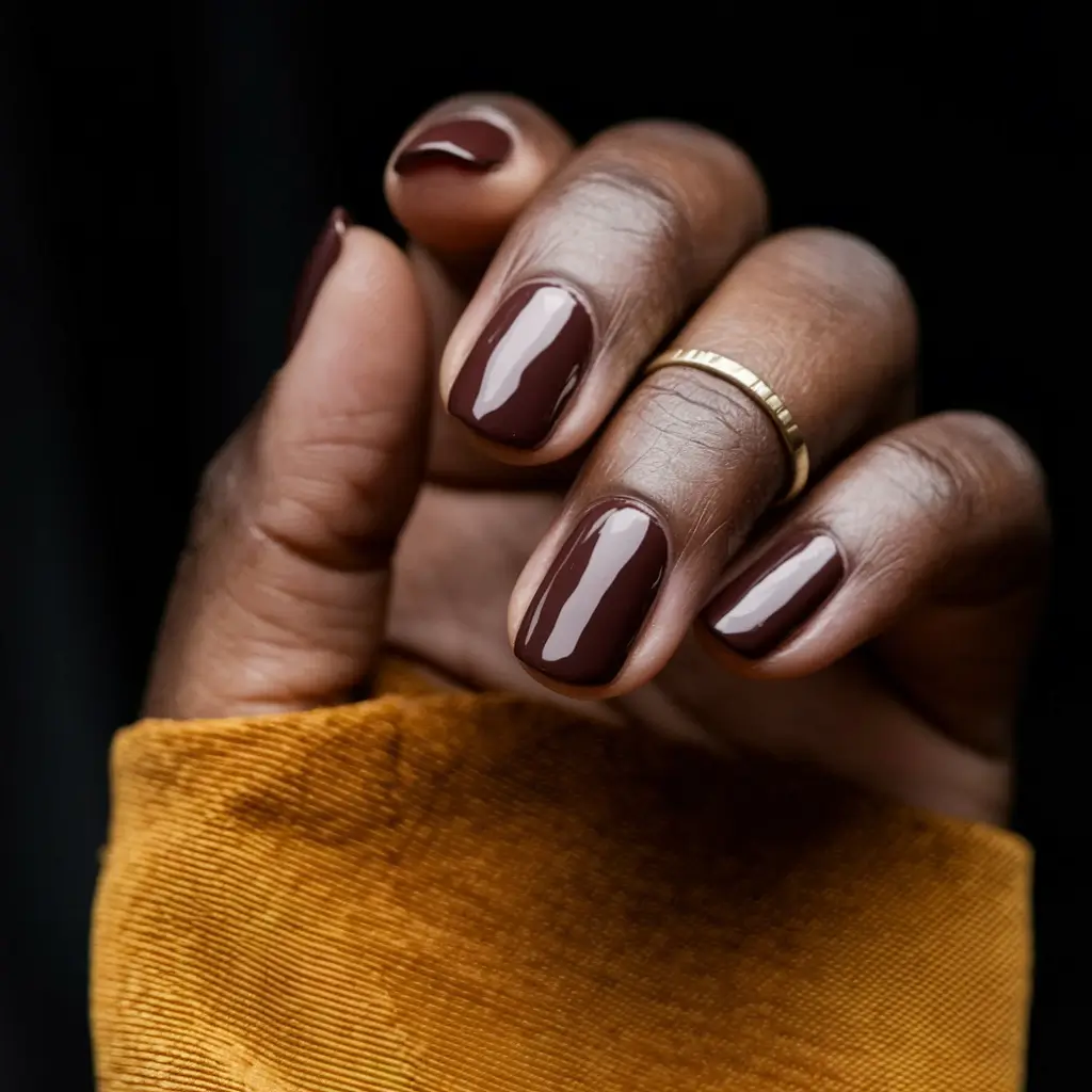 2025 Fall Nail Colors for Dark Skin - Chocolate Brown