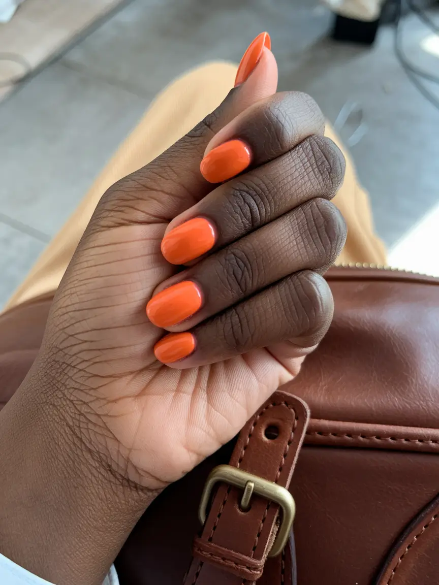 2025 Fall Nail Colors for Dark Skin - Vibrant Orange