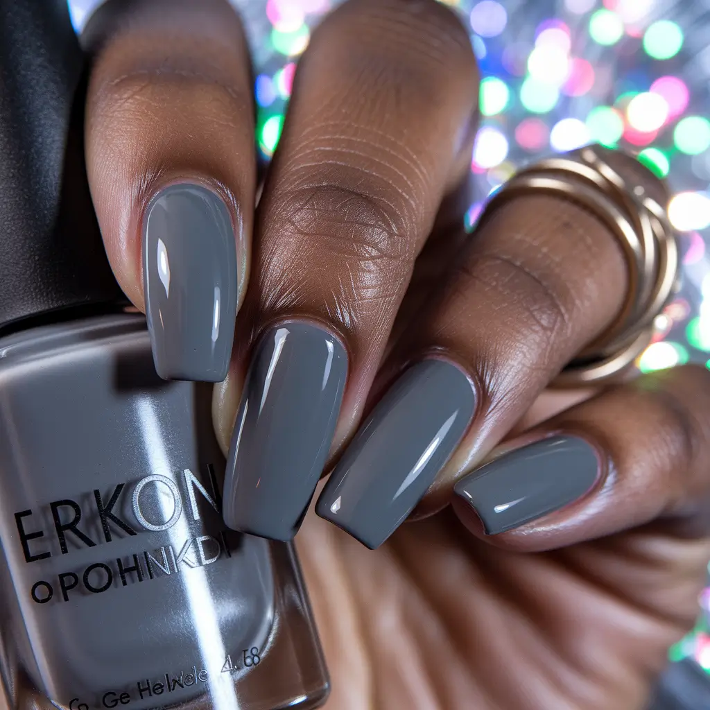 2025 Fall Nail Colors for Dark Skin - Slate Gray