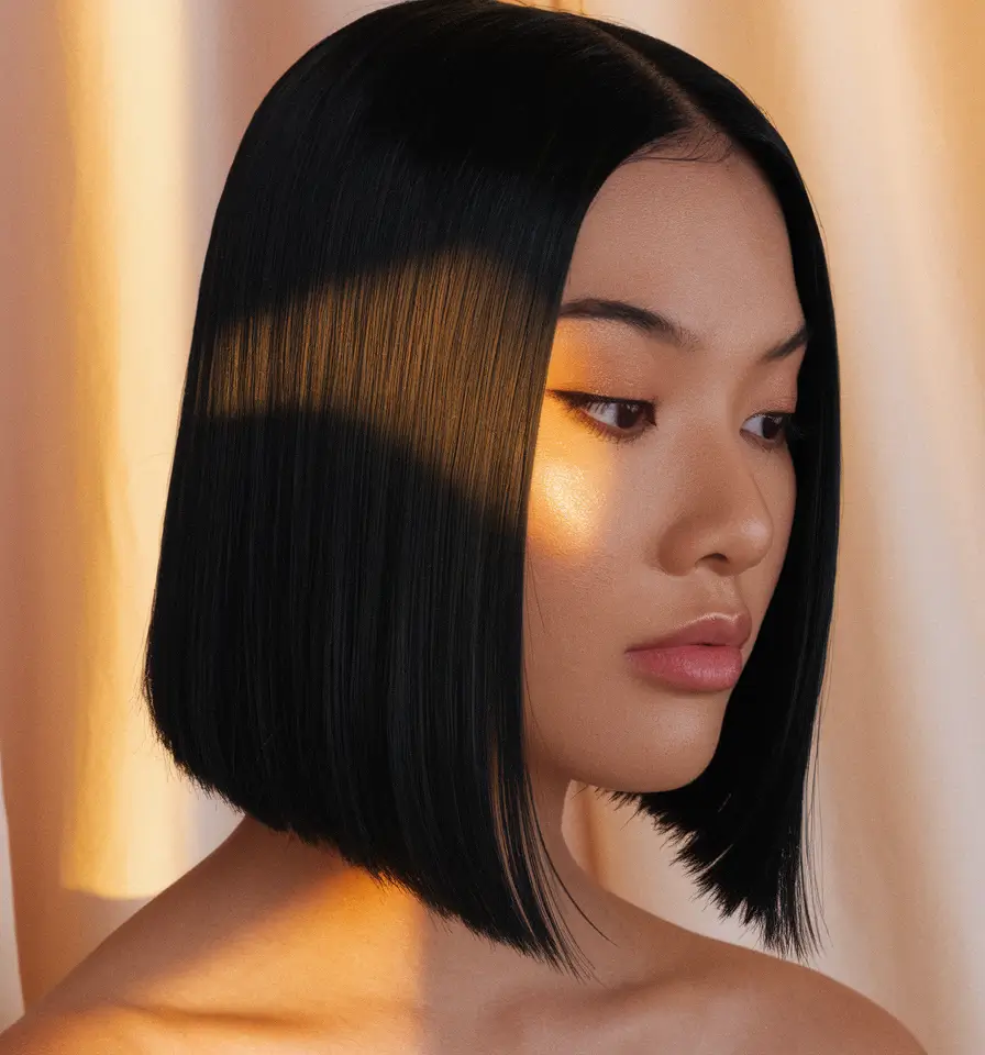 Best Fall Hair Color Shades for Dark Hair in 2025 - Glossy Jet Black with Precision Ends