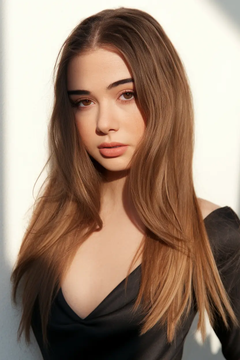 fall hair colors Soft Chestnut Layers with a Hint of Warmth