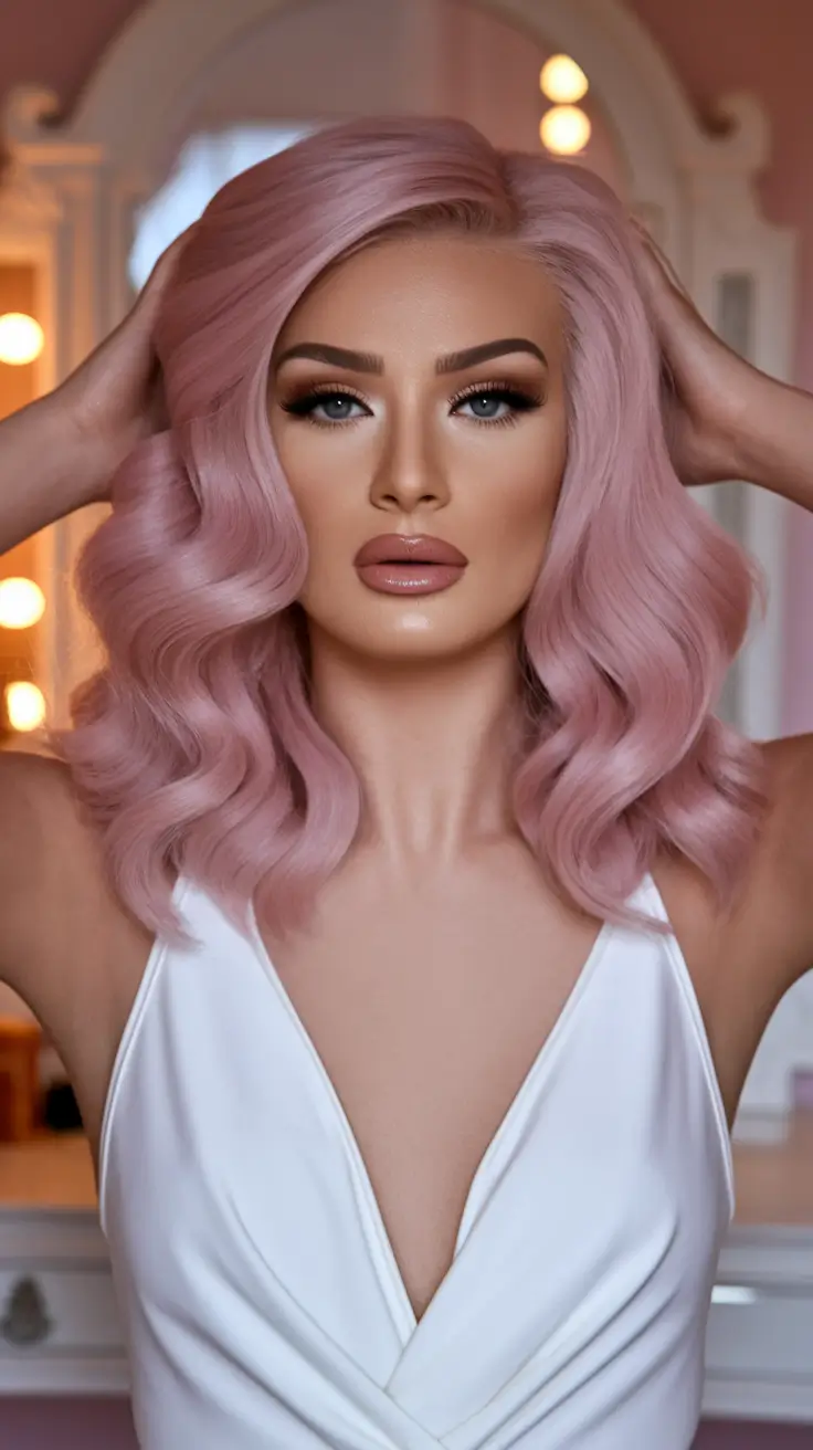 fall hair color trends Pastel Rose with Retro Waves