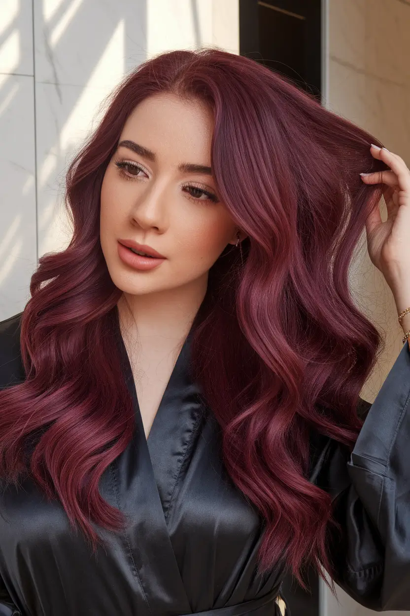 fall hair color trends Deep Berry Merlot Waves