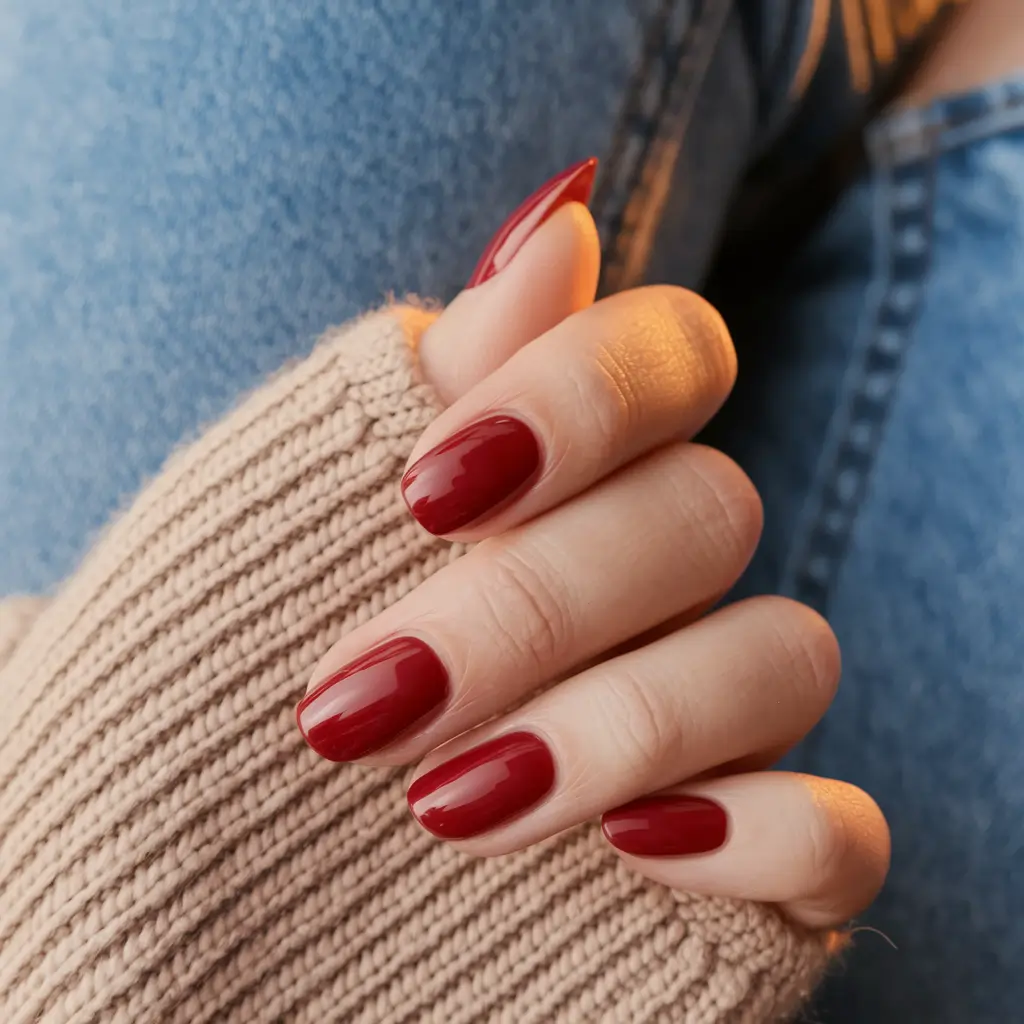 Best Fall Nail Colors for Fair Skin 2025 Glossy Red Chic