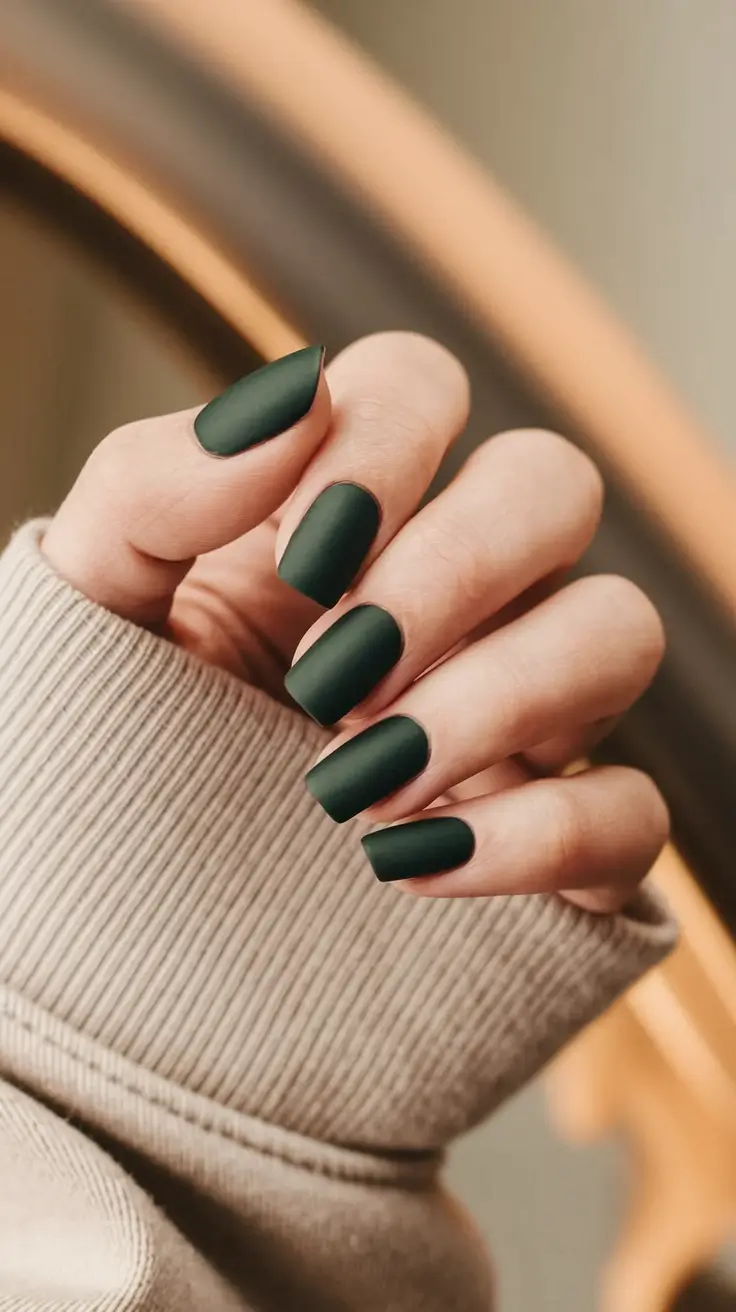 Best Fall Nail Colors for Fair Skin 2025 Matte Deep Green