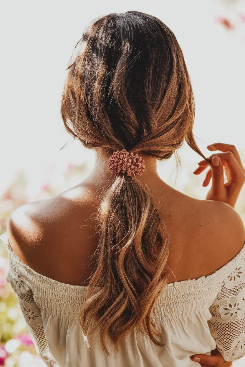 Best Hairstyles for Fall Season 2025 Romantic Waves in a Low Ponytail
