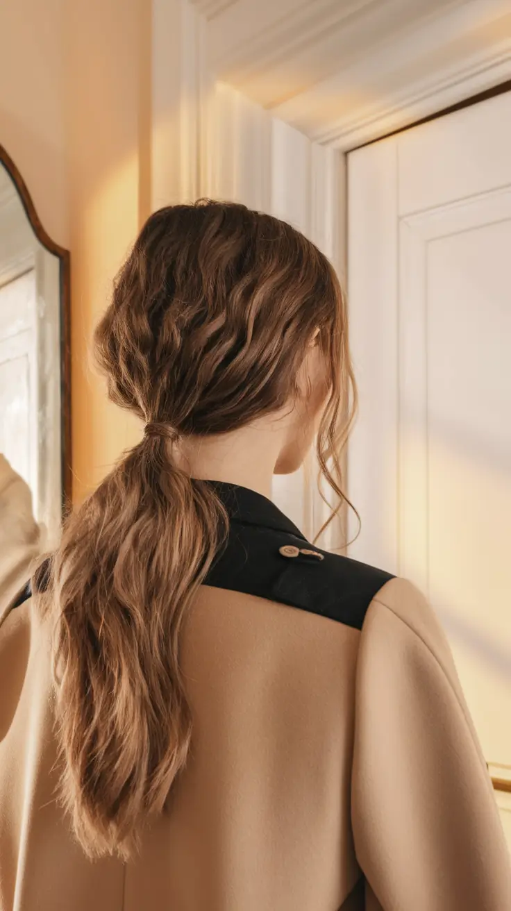 Best Hairstyles for Fall Season 2025 Messy Ponytail with Soft Waves