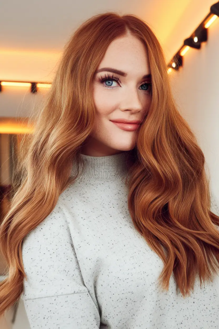 Best Hairstyles for Fall Season 2025 Soft Auburn Waves for the Cozy Season
