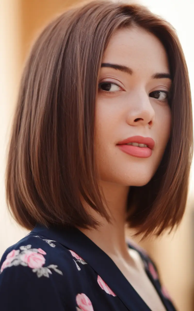 Best Short Haircut Ideas for Fall 2025 Dark Chocolate Bob with Sleek Finish