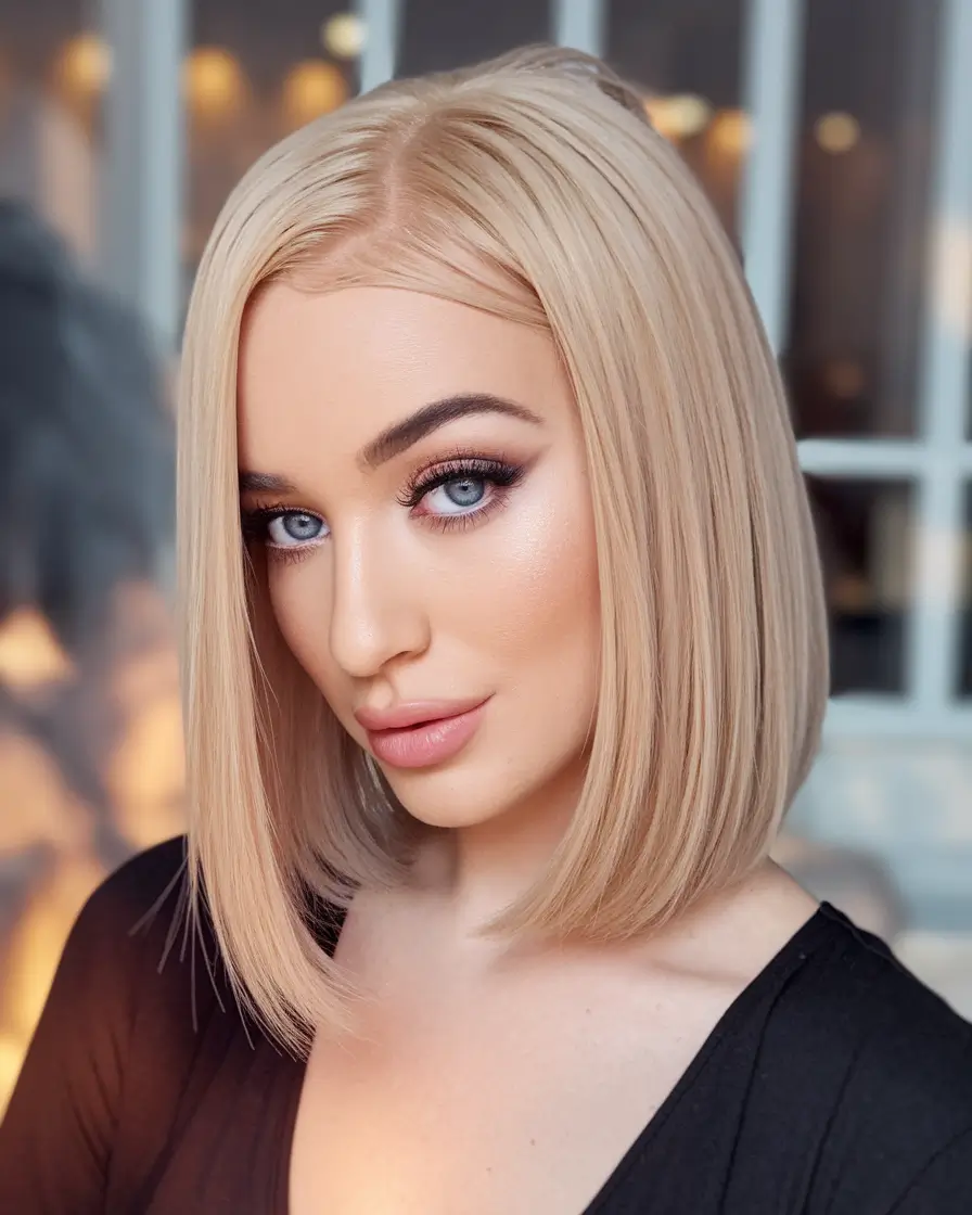 Best Short Haircut Ideas for Fall 2025 Polished Blunt Bob with Glass Shine